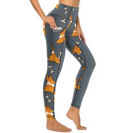 Corgi Butt Print Yoga Pants Sexy Funny Animal Custom Leggings High Waist Work Out Leggins Women Funny Elastic Sports Tights