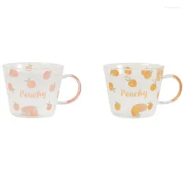 Mugs 500Ml Honey Peach Glass Tea Milk Cups With Scale Coffee Mug Party Creative Drinkware Tumbler Water