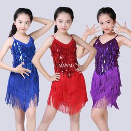 Stage Wear Children's Latin Dance Fringe Dress Competition Costume Girls' Halter Sequin Festival