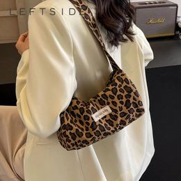 Totes Small Leopard Cloth Shoulder Bags For Women 2024 Y2k Trend Korean Fashion Travel Handbags And Purses Female Underarm Bag