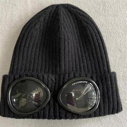 Two Lens Glasses Goggles Beanies Men Knitted Hats Skull Caps Outdoor Women Uniesex Winter Beanie Black Grey Bonnet Gorros207Q7944798