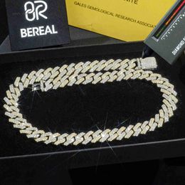 Factory Custom Fine Jewelry Bracelet Pass Diamond Test 18mm Vvs Moissanite 925 Silver Cuban Link Moissanite Chain 18mm