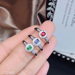 Cluster Rings KJJEAXCMY Boutique Jewelry 925 Sterling Silver Inlaid Natural Sapphire Emerald Ruby Female Luxury Ring Support Detection