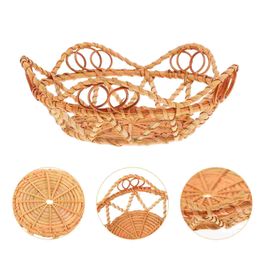 Basket Bread Rattan Wicker Woven Tray Storage Fruit Serving Food Flower Ratten Breakfast Baskets Bowl Wire Mini Ottoman