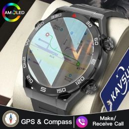 Watches 2024 New GPS Sports Smart Watch Men AMOLED HD Full Touch Screen IP68 Waterproof NFC Compass Bluetooth Call ECG+PPG Smart Watches