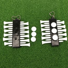 1Set Portable Plastic Golf Tee Holder Carrier with 12 Golf Tees and 3 Plastic Ball Markers with Keychain Golf Accessorie