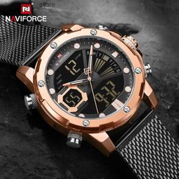 Wristwatches Mens NAVIFORCE Luxury Stainless Steel Watch Strap Mens Watch Strap Quartz Chronograph Watch Reloio Masculino