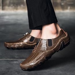 Casual Shoes 2024 Men Spring Large Comfortable Soft Sole Bean Brand Classic Style Crocodile Skin Octopus Outdoor Driving