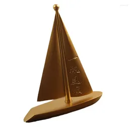 Decorative Figurines Creative Pure Brass Sailing Boat Decoration Wine Cabinet Crafts Office Living Room Desktop Home