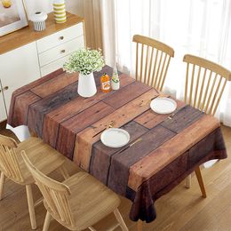 Tablecloth Wood Texture for Rectangular Tablecloth Brown Board Nature Country Style for Kitchen Dining Room Banquet Decorations