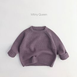 Solid Colour Casual Kids Baby Sweater Spring Autumn Knitting Pullovers Children Clothing Baby Boys Girls Long Sleeve Tops Sweater