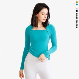 Active Shirts Sexy Neck Tight Fit Women Fitness Top Soft Long Sleeve Yoga Shirt Stretchy Sport T-shirts Lightweight Workout Clothes For Gym