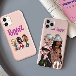 MaiYaCa lovely Doll Bratz Phone Case for iPhone 11 12 13 Mini Pro Xs Max 8 7 6 6S Plus X XR Solid Candy Color Case