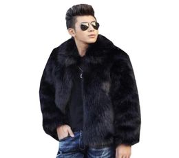 Fur leather jacket mens lapel warm faux mink fur leather coat men loose jackets winter thicken jaqueta de couro blue brown black b5962247