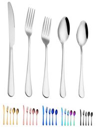 5 pcsset flatware sets 6 Colours dinner set flatware fork knife spoon teaspoon sets elegant cutlery kitchen accessories2507482