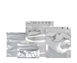 Multiple Sizes Silver Flat Bottom Zip Lock Packaging Bags 100pcslot Zipper Mylar Pouches with Tear Notch3801904