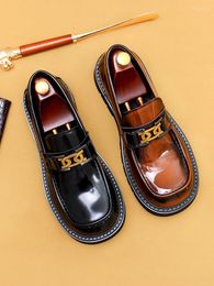 Casual Shoes Spring And Autumn Men's Formal Genuine Leather Thick Sole Bright Face Large Head