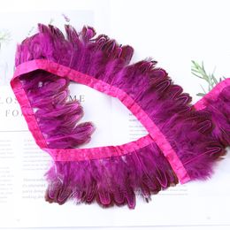 1 Meter Colorful Pheasant Feathers Trims Fringe Real Rooster Plumes for Sewing DIY Crafts Costumes Decorative Handicraft Ribbon