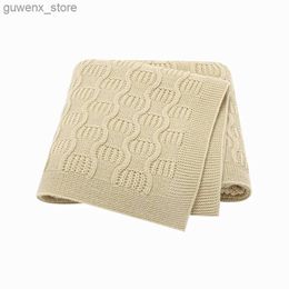 Blankets Swaddling Baby Blankets Unisex Newborn Netural Monthly Swaddle Wrap Sleepsack for Stroller Bed 90*70cm Knitted Infant Boys Girls Throw Mat Y240411