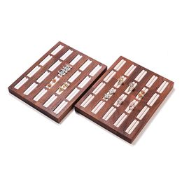 20 digits Wooden Ring Tray Organizer For Women Desk Storage Earring DisplayRack Borads For Jewelry Display Counter Stand