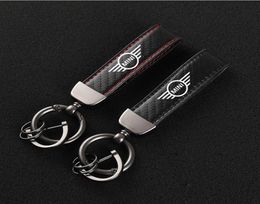 Keychains Car Accessories H IghGrade Leather KeyChain 360 FOR Mini Cooper S JCW R55 R56 R60 F54 F55 F60 Accessoires7436461