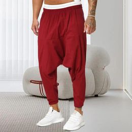 Men's Pants Stylish Cross Solid Color Soft Pure Men Oversized Sweatpants Garment