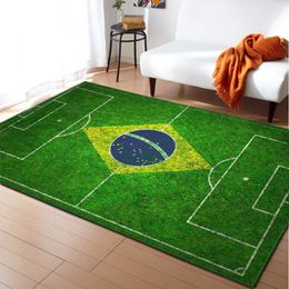 Football 3D Carpets for Living Room Football Field Room Mats Kids Play Soccer Boys Bedroom Carpet Home Kitchen Rug Bathroom Mat