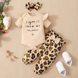 Trousers 024 Months Baby Girls Clothing Sets Spring Autumn Cotton Letter Top And Leopard Print Pants Little Princess Suit Kids Clothes