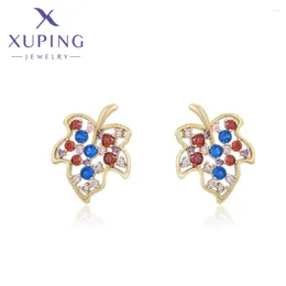 Stud Earrings Xuping Jewelry Fashion Exquisite Leaf Shape Light Gold Color Piering For Women Girl Christmas Party Gift X000772960