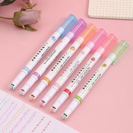 3/6Pcs/set Kawaii Flowers Line Shaped Highlighter Pens Roller Tip Curve Liner Marker for Writing Journaling Drawing Stationery