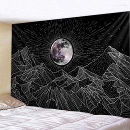 Tapestries Star Moon Fashion Black And White Tapestry Wall Hanging Polyester Mandala Pattern Blanket Home Decoration