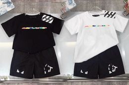 Fashion baby tracksuits boys Short sleeved suit kids designer clothes Size 100-150 CM directional marker printing t shirt and shorts 24April