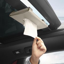 Car Tissue Holder PU Leather Hanging Paper Towel Clip Napkin Holder Backseat Tissue Case Auto Interior Accessories