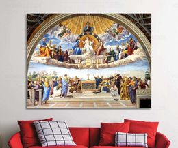 Disputa Fresco Holy Sacrament Ancient Fresco Wall Decor Religious Classical Art Italian Canvas Poster Romantic Fantastic Gift