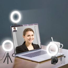 Lights 16cm Ring Light for Zoom Meetings, Laptop Ring Light with Tripod Stand, Ring Light with Suction Cup for Phone Computer Monitor