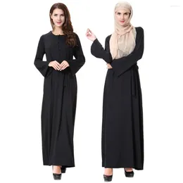 Ethnic Clothing Fashion Women Muslim Dress O Neck Long Sleeve Patchwork Ropa Arabe Mujer Turkish Dubai Abaya Black Islamic Hijab CN-066