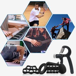 5pc Adjustable Hand Grip Strengthener Workout Kit Finger Exerciser Stretcher Pinch Carpal Expander Ring Wrist Rehabilit Training