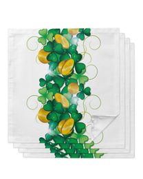 Saint Patrick'S Day Clover Gold Coin Lucky Table Napkins Handkerchief Wedding Banquet Table Cloth for Dinner Party Decoration