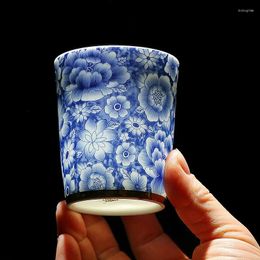 Cups Saucers Jingdezhen Blue And White Porcelain Retro Home Teacups Ceramic Master Cup Creative Small Tea Bowl Office Drinkware