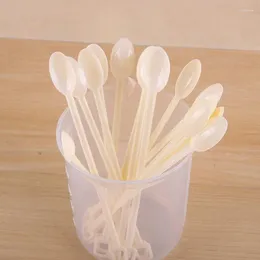 Disposable Flatware Plastic Spoon Safe Tea Coffee Ice Cream Stick Stirring Bar Utensil Creative