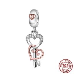 925 Sterling Silver Bead Golden Heart-Shaped Lock Birthday Candle Charm Fit Original Pandora Bracelet DIY Jewellery Accessories