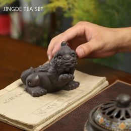 Boutique Purple Clay Tea Pet Lucky Fortune Animal Statue Ornaments Figurine Crafts Handmade Table Decoration Gifts 240411