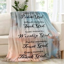 Christian Throw Blanket Religious Gifts Inspirational Fluffy Soft Blankets with Faith Hope Love for Women Christian Gifts Decor