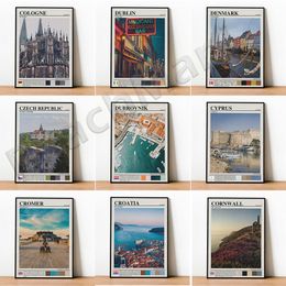 Dubrovnik, Dublin, Denmark, Czech Republic, Cyprus, Kiev, Ukraine, UK, Croatia, Cinque Terre, Cornwall cities travel art poster