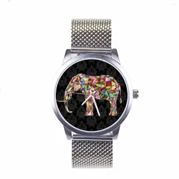 Wristwatches Silver Case Quartz Watch Men Wrist Original Official Site Unique Gifts For Individuality Elephant Choice