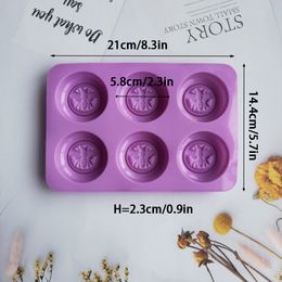 6 Holes Round Bees Pattern Silicone Soap Molds DIY Handmade Aromath Soaps Scented Candle Chocolate Mousse Making Mould