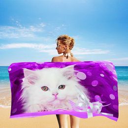 Cute Cat Beach Towel Face Wash Towels Bathroom Kawaii Microfiber Animal Bath Towel Christmas Girls Kid Gift Quick Dry Soft Towel