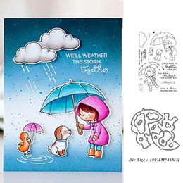 Umbrella Girl Frame Stencils Clear Stamps and Metal Cutting Dies Scrapbooking New Arrival 2022 Christmas Card Making Template