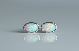 Stud Earrings 925 Sterling Silver Bezel Setting Ear Jewelry For Women Fashion White Fire Opal Wedding Top Quality3685662