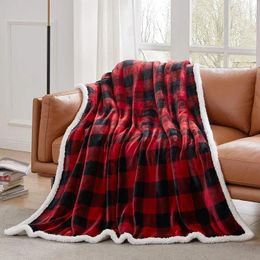 Blankets Flannel Blanket Double Layer Lamb Plaid Office Nap Plush Sofa Cover